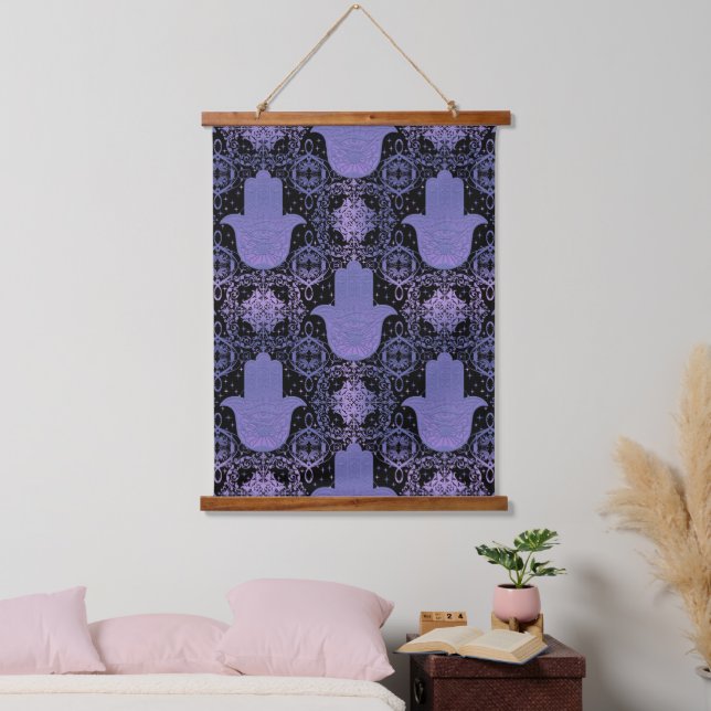 Beautiful Pink and Purple Hamsa Hand  Hanging Tapestry (Bedroom)