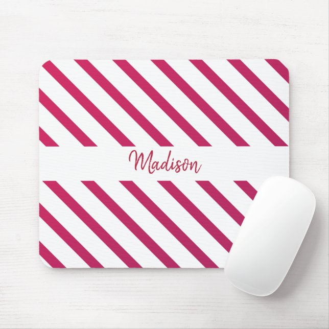 Beautiful Pink and red Stripes  Mouse Mat (With Mouse)