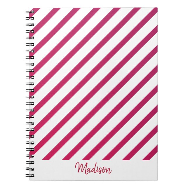 Beautiful Pink and red Stripes  Notebook (Front)