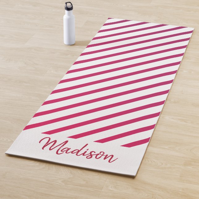 Beautiful Pink and red Stripes  Yoga Mat (In Situ)