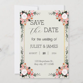 beautiful pink and white Blush Floral  Save The Date