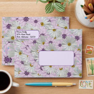 Beautiful Pink and White Daisy Floral Envelope
