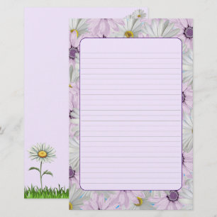 Beautiful Pink and White Daisy Floral Stationary Stationery
