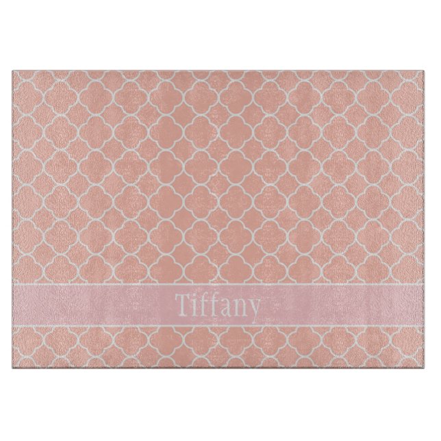 Beautiful Pink and White Decorative Cutting Board (Front)
