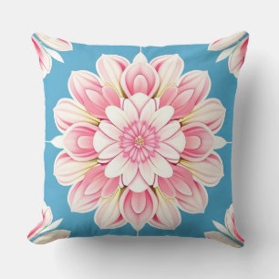 Beautiful Pink and White Floral Mandala Cushion