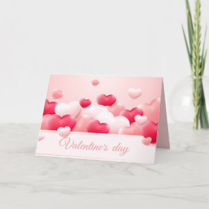 Beautiful Pink and White Hearts Valentine's Day Holiday Card