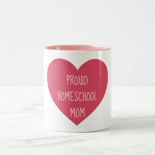 Beautiful Pink and White Proud Homeschool Mum Two-Tone Coffee Mug