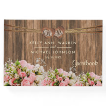Beautiful Pink and White Roses on Wood - Guestbook