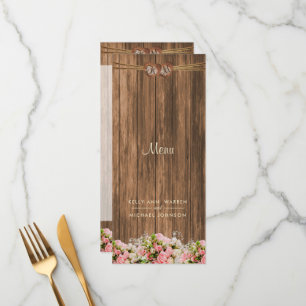Beautiful Pink and White Roses on Wood - Menu