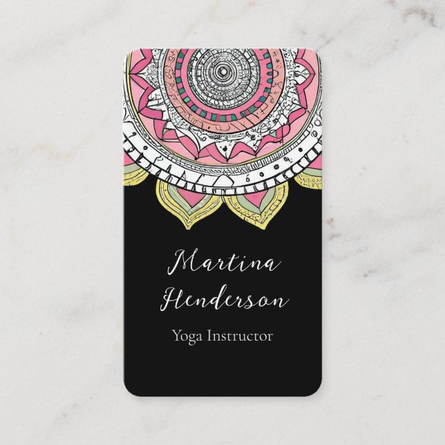 Beautiful Pink and White Yoga Business Card (Front)