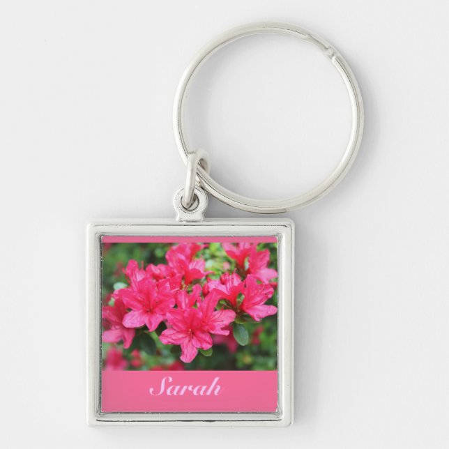 beautiful pink azalea flowers name key chain (Front)