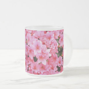 beautiful pink azalea frosted glass coffee mug