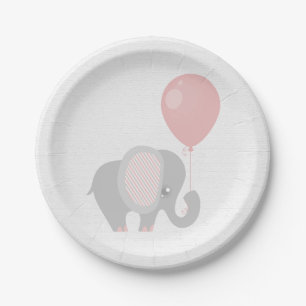 Beautiful Pink Baby Elephant Paper Plate