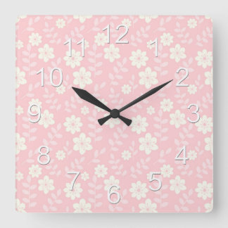 Beautiful Pink Baby Girl Flowers Square Wall Clock