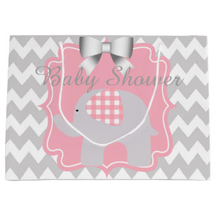 Beautiful Pink Baby Shower Party Custom Elephant Large Gift Bag