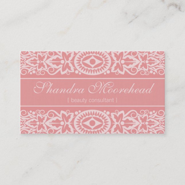 Beautiful Pink Beauty Consultant Business Card (Front)