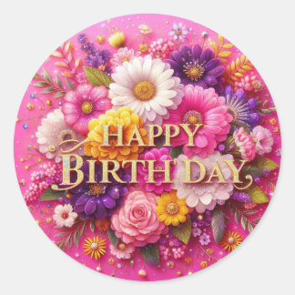 Beautiful Pink Birthday Sticker