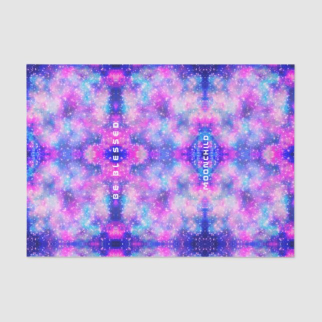 Beautiful pink blue stardust pattern tie dye style tissue paper (Front)