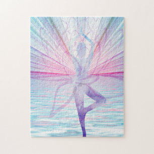Beautiful Pink & Blue Vrikshasana Yoga Puzzle