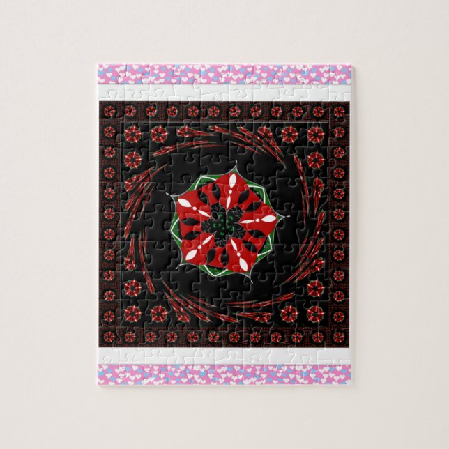 Beautiful Pink Blue White Hearts of Love Design Jigsaw Puzzle (Vertical)