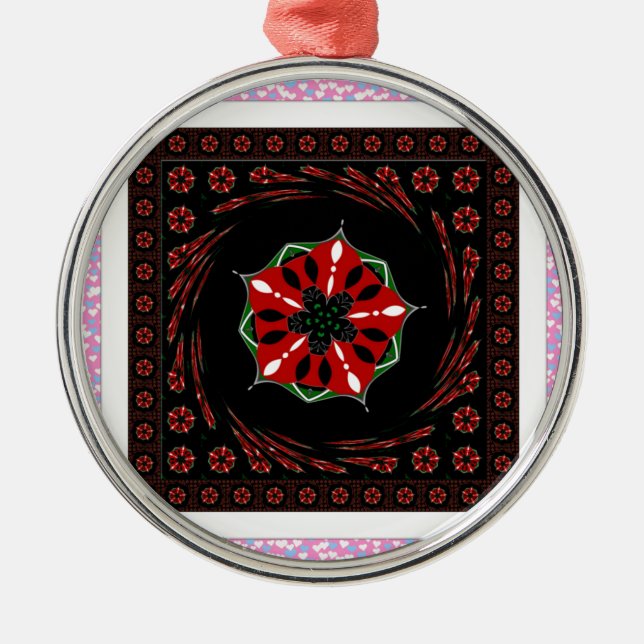 Beautiful Pink Blue White Hearts of Love Design Metal Tree Decoration (Front)