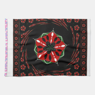 Beautiful Pink Blue White Hearts of Love Design Tea Towel