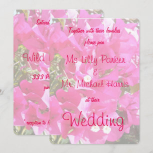 Beautiful Pink Bougainvillea Print Wedding Invitation