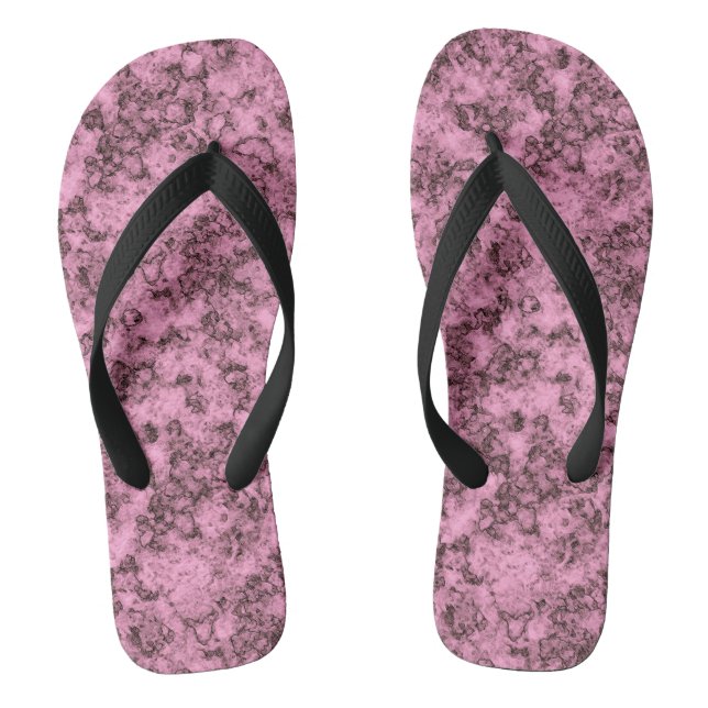 Beautiful pink bright marble dark veins flip flops (Footbed)