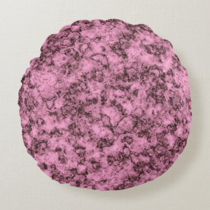 Beautiful pink bright marble dark veins round cushion
