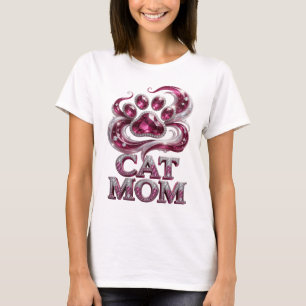Beautiful Pink CAT MOM 3D Text Art T-Shirt
