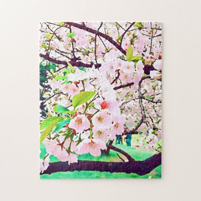 Beautiful pink cherry blossom Japan travel Jigsaw Puzzle (Vertical)