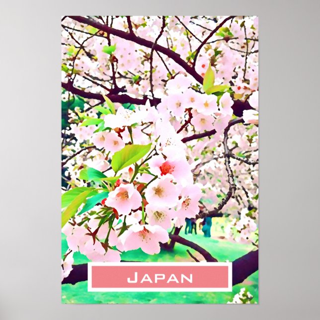 Beautiful pink cherry blossom Japan travel Poster (Front)