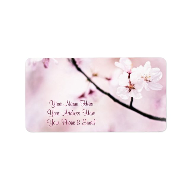 Beautiful Pink Cherry Blossoms White Sunshine Tree Label (Front)