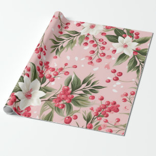 Beautiful Pink Christmas Floral Paper