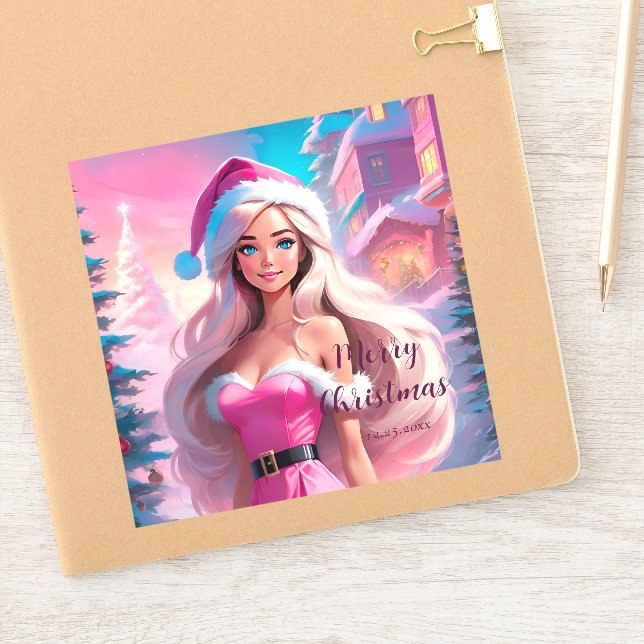 Beautiful Pink Christmas Girl 01 (Notebook)