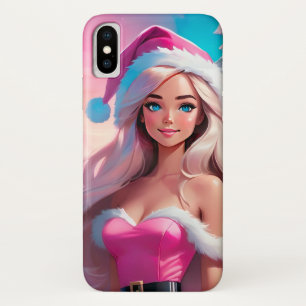 Beautiful Pink Christmas Girl 01 iPhone X Case
