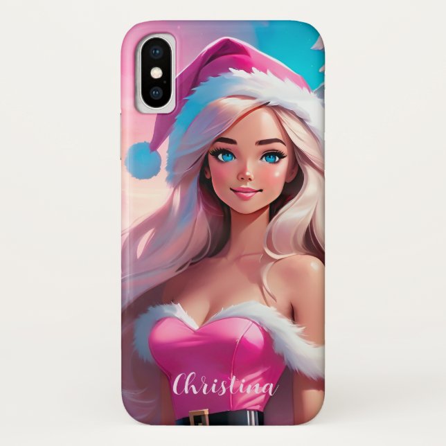 Beautiful Pink Christmas Girl 01 Case-Mate iPhone Case (Back)