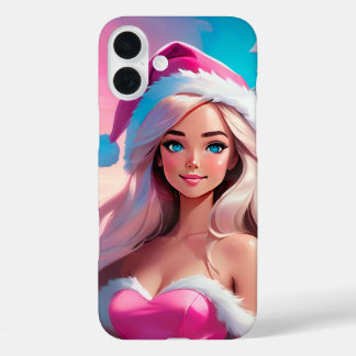 Beautiful Pink Christmas Girl 01 iPhone 16 Plus Case