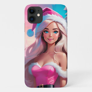 Beautiful Pink Christmas Girl 01 iPhone 11 Case