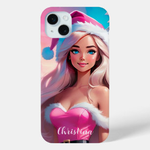 Beautiful Pink Christmas Girl 01 iPhone 15 Mini Case