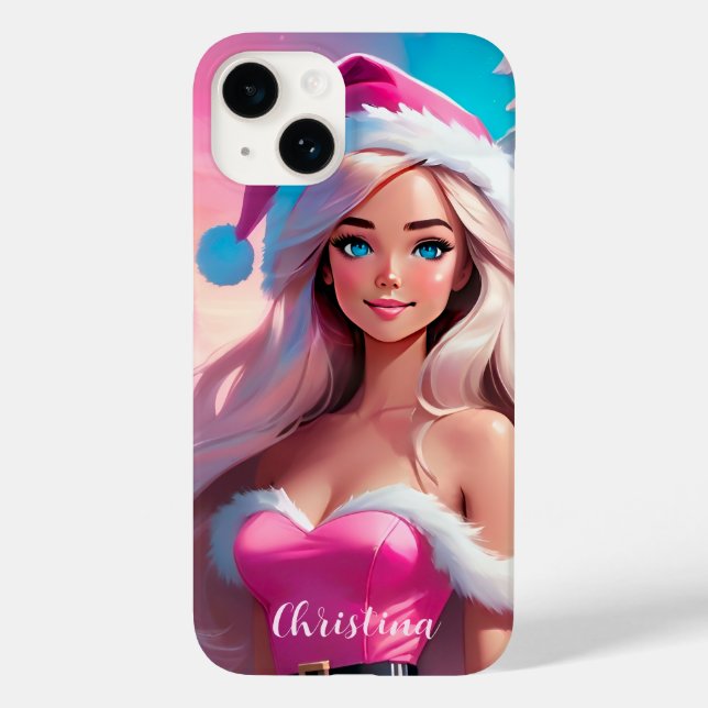 Beautiful Pink Christmas Girl 01 Case-Mate iPhone Case (Back)