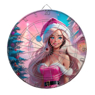 Beautiful Pink Christmas Girl 01 Dartboard