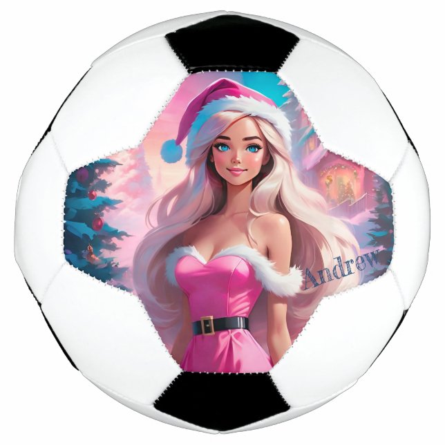 Beautiful Pink Christmas Girl 01 Football (Front)
