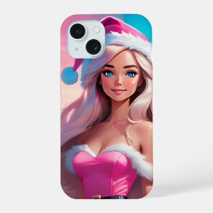 Beautiful Pink Christmas Girl 01 iPhone 15 Case