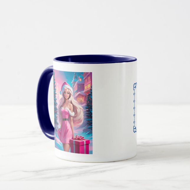Beautiful Pink Christmas Girl 01 Mug (Front Left)