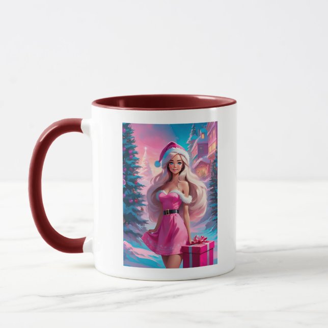 Beautiful Pink Christmas Girl 01 Mug (Left)