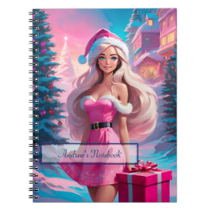 Beautiful Pink Christmas Girl 01 Notebook