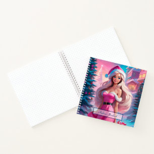 Beautiful Pink Christmas Girl 01 Notebook