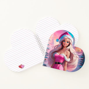 Beautiful Pink Christmas Girl 01 Notebook