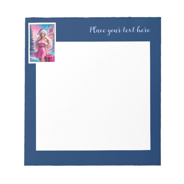 Beautiful Pink Christmas Girl 01 Notepad (Front)